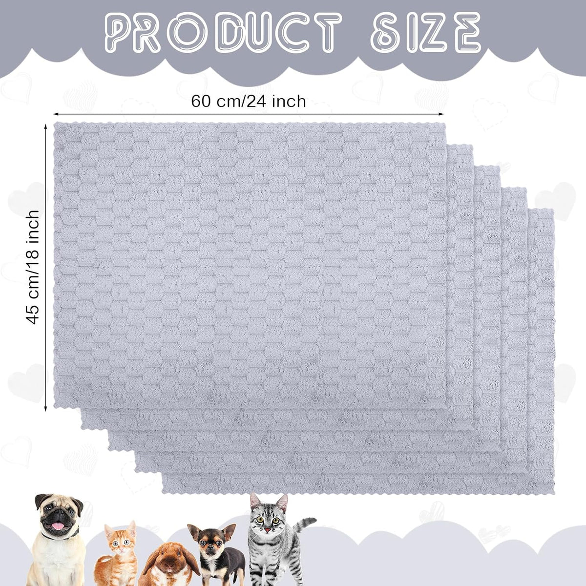 SmoothNovelty 5 Pcs Waterproof Guinea Pig Cage Liner - Gray / 18" X 24" / Waffle - image 2