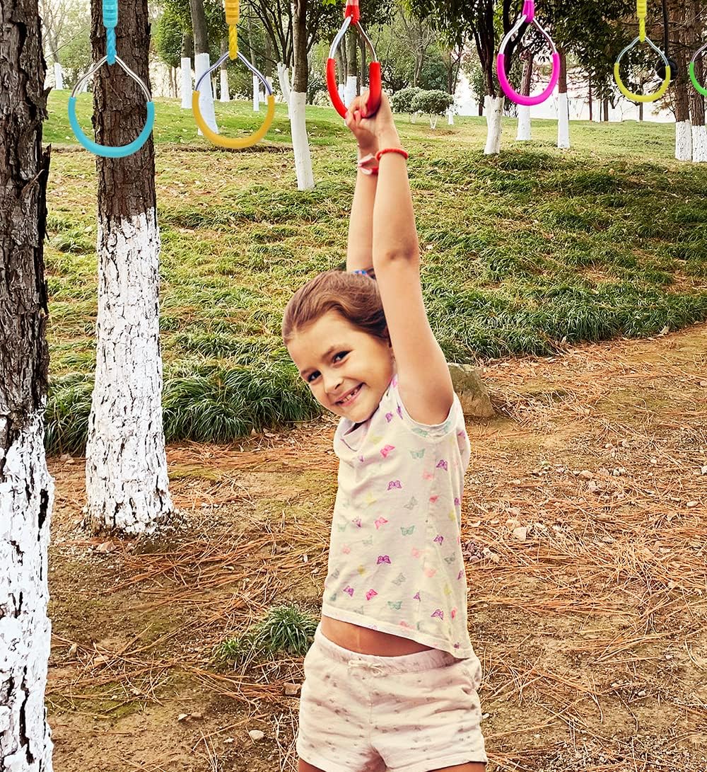Swing Gymnastic Ring Warrior Obstacle Course Slackline Climb Trapeze - 8 Pack / Multi-color - image 4