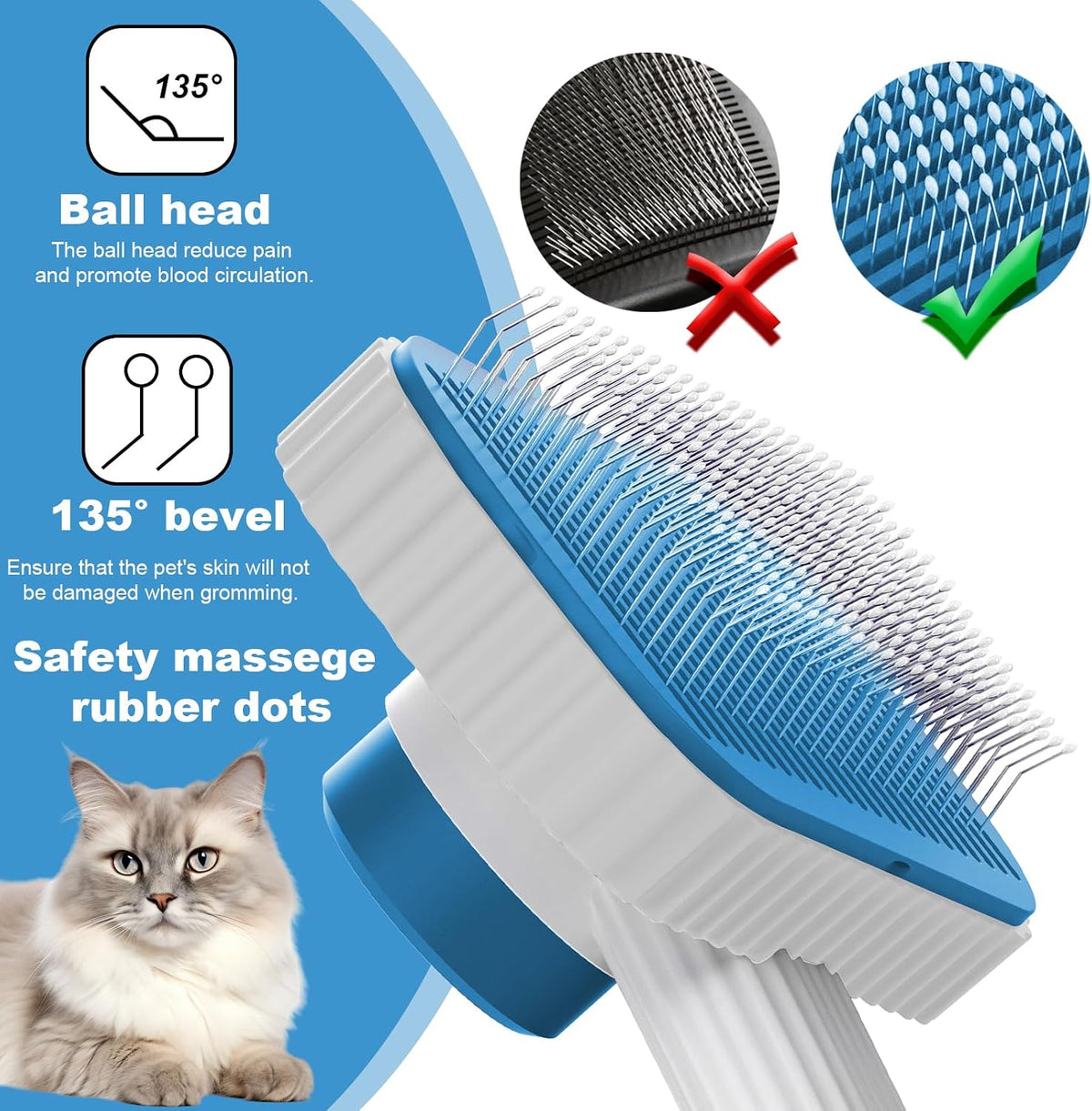 Cat brush, Cat Brush for Long or Short Haired Cats – Essentials for Cats - Aauzre - image 2