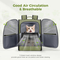 Lekereise Dog Carrier Backpack for Small Medium Dogs Cats up to 18 lbs - Green / M-Mesh Window - image 3