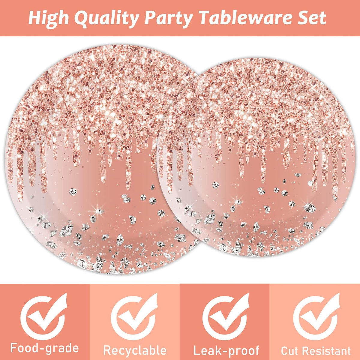 Tevxj navy blue and silver happy birthday tableware set with plates, napkins and forks for 24 - view 19