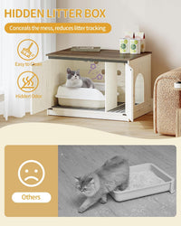 Hzuaneri Cat Litter Box Enclosure - Rustic White and Brown / 31.5"L x 21.7"W x 21.3"H - image 3