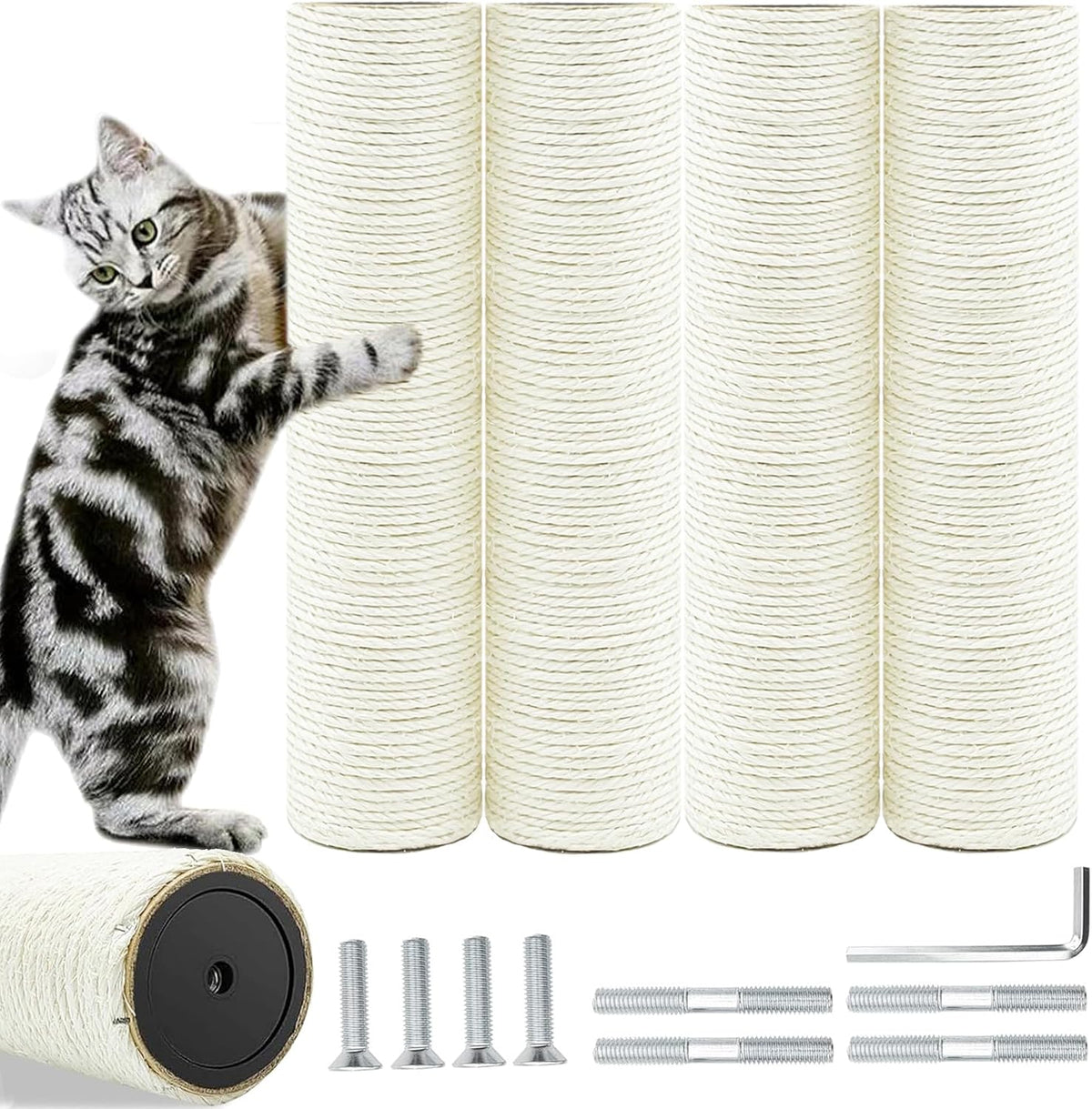 Cat Scratching Post Replacement Pole - M8*4poles / 30 cm / 11.81 in Beige