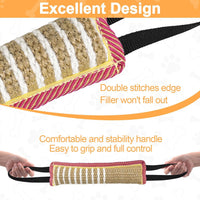 Dog Tug Toy, Dog Bite Jute Pillow Pull Toy with 2 Strong Handles - Pink & Yellow / Striped - image 4