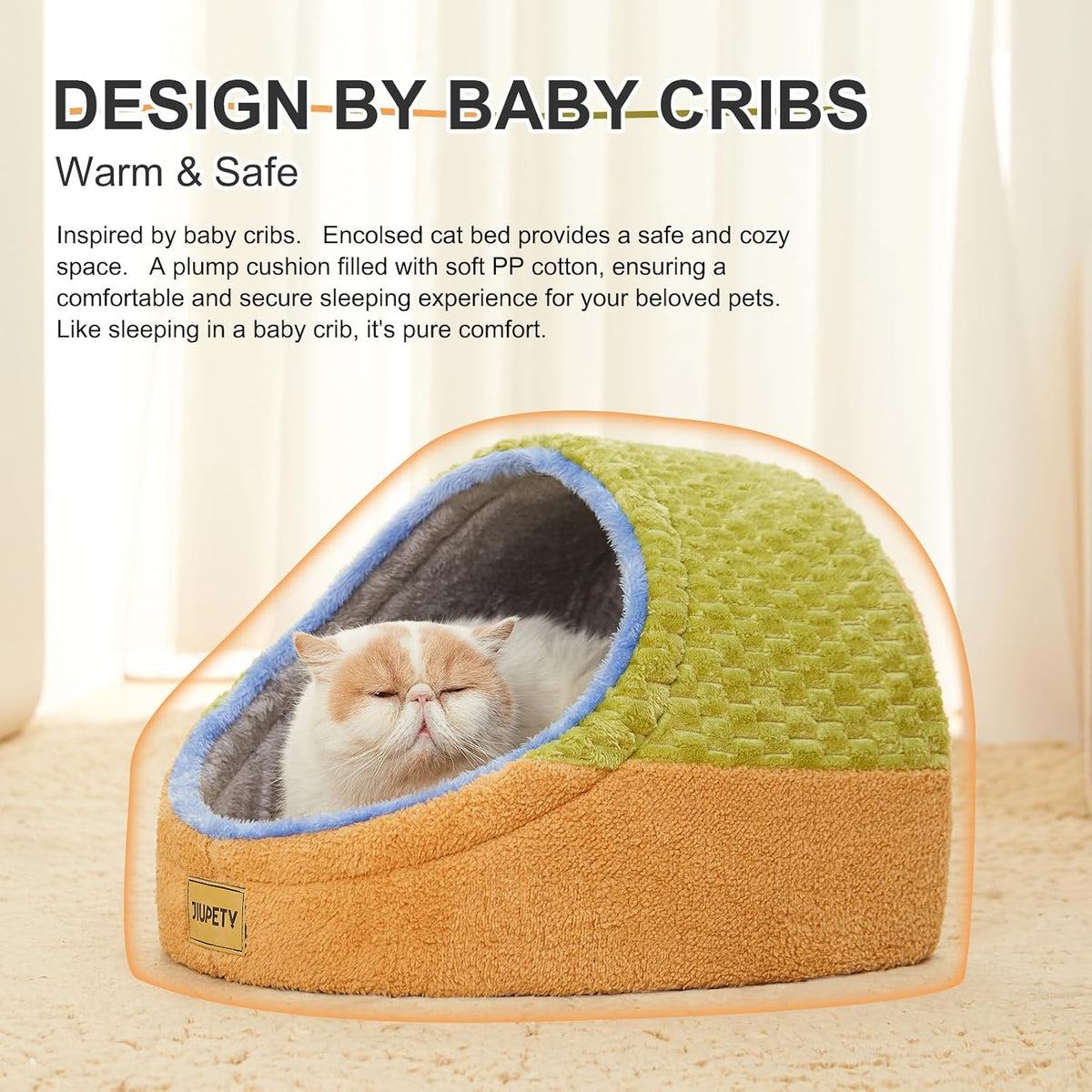 Cute Cat Beds for Indoor Cats, Cave Bed for Kittens - Medium / Green - image 2