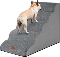 Dog Stairs for Small Dogs, 3-Step Pet Steps for Couch Sofa - Grey / 5.1 / 5-Step-Update (34.5"D x 17.7"W x 24.4"H)