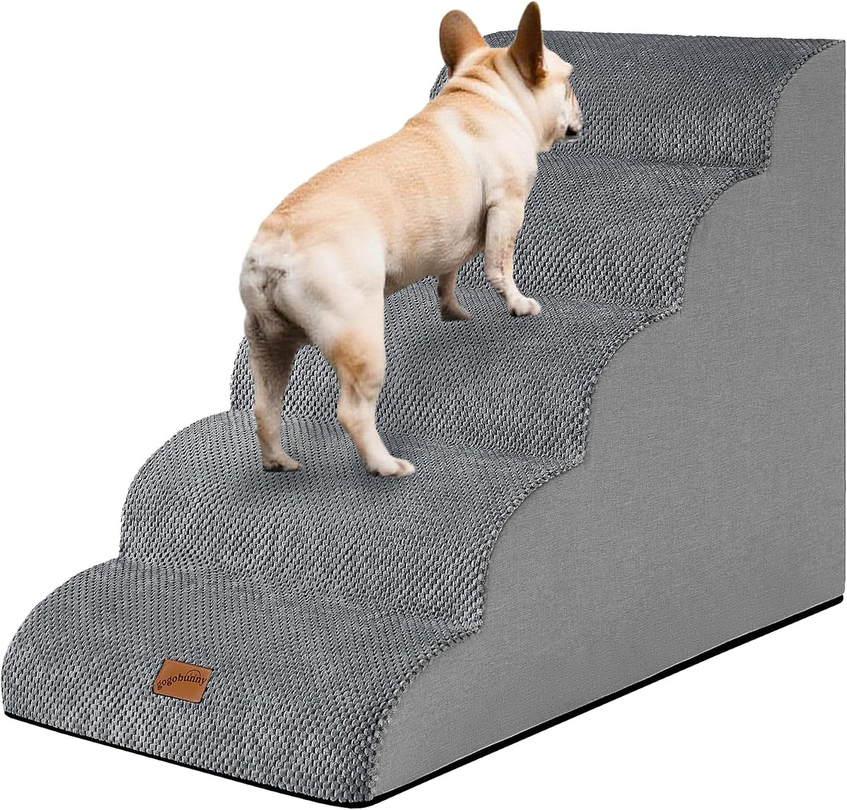 Dog Stairs for Small Dogs, 3-Step Pet Steps for Couch Sofa - Grey / 5.1 / 5-Step-Update (34.5"D x 17.7"W x 24.4"H)