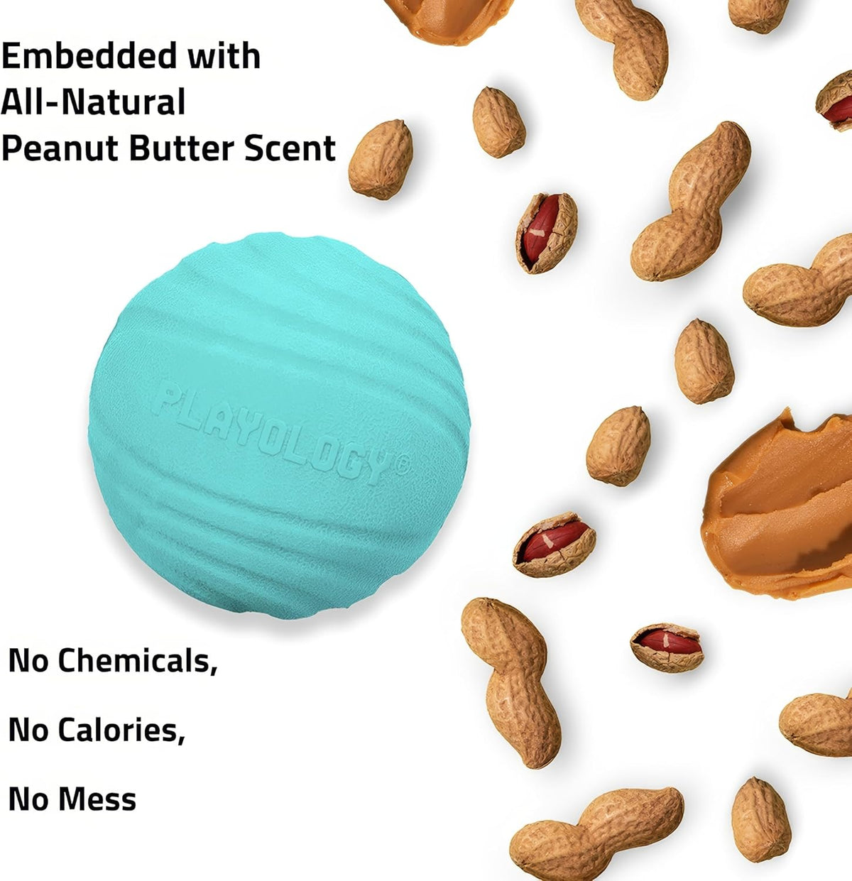 Playology Durable Large Dual Layer Dog Ball, Peanut Butter Scent - Medium / Peanut Butter - image 4