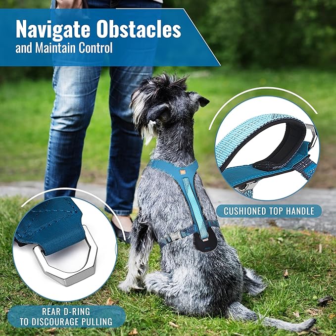 No-Pull Dog Harness with Handle - Escape Proof, Anti-Pulling, Grip Control, Multi-Angle Reflective for Safe Walks & Training, Easy On & Off, Metal Buckle–Pet Harness, Medium/Large Dogs- H4- Black