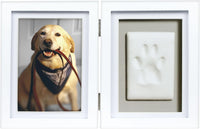 Pearhead Pet Paw Print Frame with Clay Impression Kit - White Pawprint Desk Frame