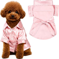 Dog Silk Pajamas Small Sized Dog Robe Satin Pjs with Belt – Essentials for Dogs - Pink Robe / X-Small