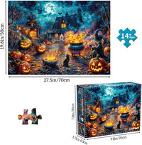 Funny Dog Pizza Jigsaw Puzzles, Food Kitchen - Halloween Witchfire Hearth - image 2