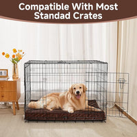 OhGeni Orthopedic Waterproof & Machine Washable Dog Bed for Large Pets, Suitable for Crates, Cat Mat with 25D Egg Crate Foam, Non-Slip Bottom & Removable Cover, Invisible Zipper, 41 Inches(Brown)