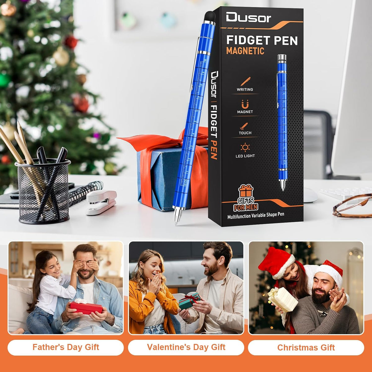 Gifts for Men Fidget Pen, Christmas Stocking Stuffers for Men Teen Boys – Fun for Kids & Family - Blue - image 2