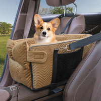 Dog Car Seat for Small Dogs, Center Console Seat for Puppy - Brown