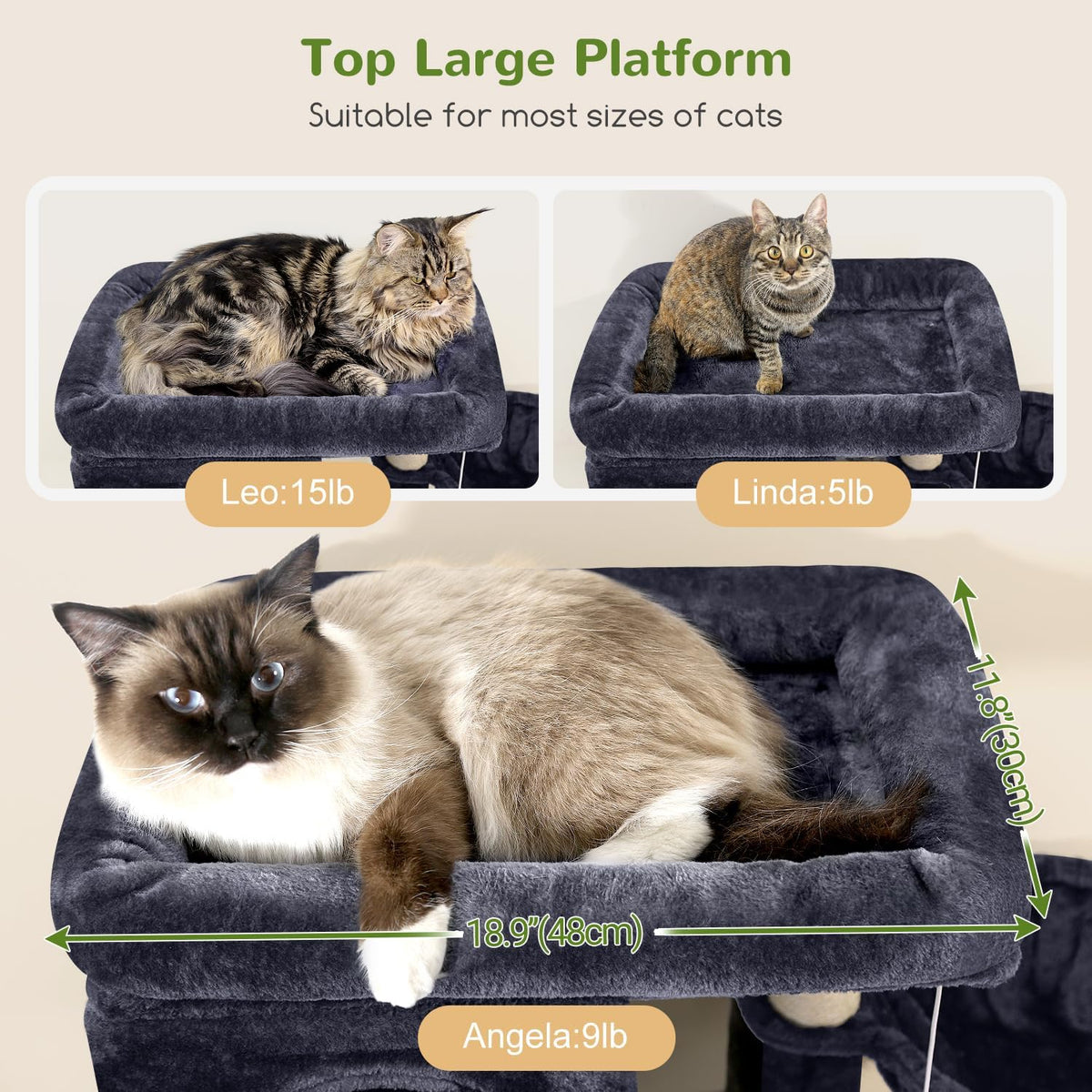 Globlazer F66 Corner Cat Tree - Dark Grey / 66 inch - image 2