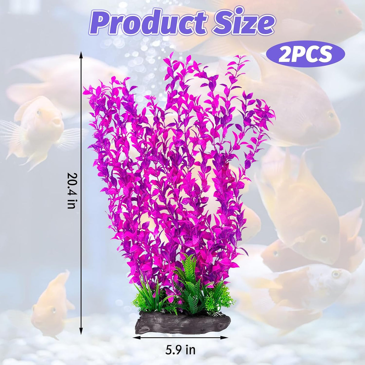 Aquarium Plastic Plants Extra Large Aquarium Plant 20.4-inch Tall - E*2 Pcs / 20.4 in - image 2