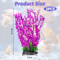 Hamiledyi Aquarium Plastic Plants Aquarium Decor Artificial Fish Tank Plants,Tall Fish Tank Decorations, Extra Large Aquarium Plant 20.4-inch Tall,2PCS