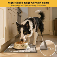 Pieviev Silicone Dog Cat Food Bowl Mat, Waterproof Raised Edge - M-24''X16'' / Light Gray - image 2