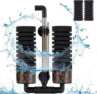 hygger Sponge Filter, Aquarium Filter Double Sponge Replaceable Media with 4 Biochemical Sponges and 1 Bag of Filtered Ceramic Balls Ultra Quiet Filter Fish Tank (S/M) (M for 15 to 55 Gallon Tank)