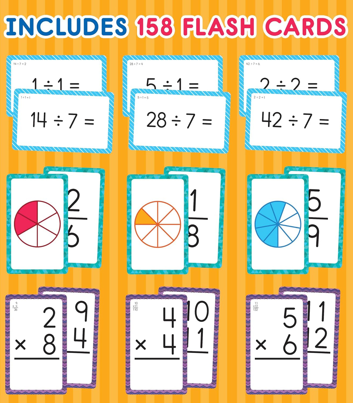Carson Dellosa 3-Pack Math Flash Cards, Ages 8-12 - image 3