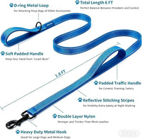 Heavy Duty Dog Leash - 2 Handles by Padded Traffic Handle for Extra Control, 6foot Long - Perfect - 6 ft / Dark Blue - image 2