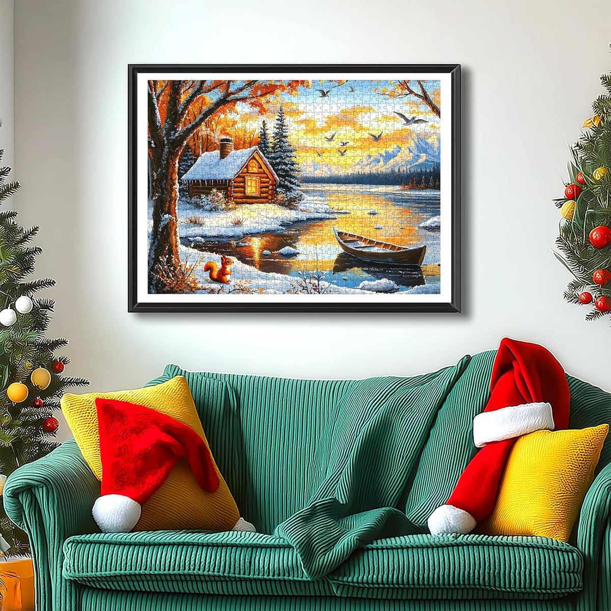 Halloween Puzzle 500 Piece with Lettered for Adults Gift - 1000piece - Lakeside Calm - 27.5x19.7" / Merry Xmas - image 3