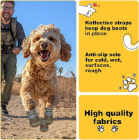Hcpet Dog Shoes for Large Dogs, Breathable Dog Booties for Small Medium Dogs, Anti-Slip Dog Boots & Paw Protectors for Hot Pavement Winter Snow Hiking with Reflective Straps Army Green Size 4
