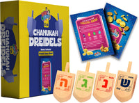 Izzy n Dizzy wooden Hanukkah dreidels 10 pack with coin gelt, gelt trays and instruction cards - view 3