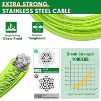 Snagle Paw Dog Tie Out Cable 15FT,Heavy Duty Dog Leads for Yard with Shock Absorbing Spring & Swivel Hook,Leash Cable for Outdoor Camping,Dog Line for Small Large Dogs,withstand 1000LBS Break Strength