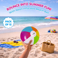 12-Pack 12“ Beach Balls - Bulk Classic Beachball Inflatable Swimming Pool Toys for Games Adults - Neon - image 3