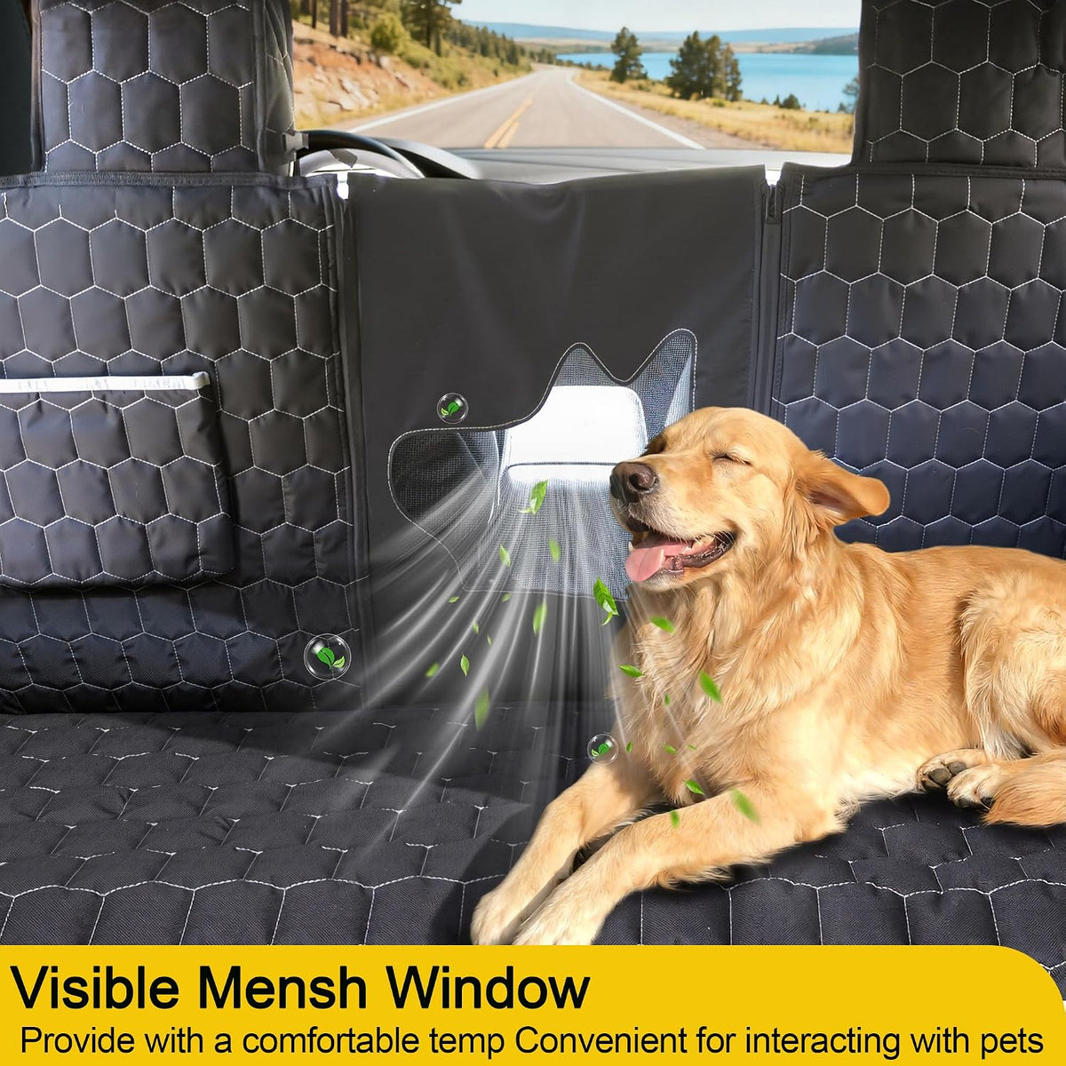 Waterproof Tesla Model Y Dog Seat Cover – 600D Oxford Rear Seat Hammock with Mesh Window
