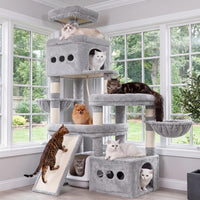Heybly Cat Tree 72.4-Inch Anti-Tip Cat Tower with Spacious Perches - Light Gray / 72.4 inch