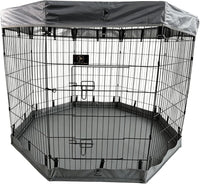 Puppy Playpen with Bottom Pad and Door, 8 Panels 24" H - Gray / Large Pen: 42-Inch High / Playpen+Bottom+Top Cover