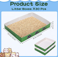 Amyhill 30 Pack Disposable Cat Litter Box Paper Pet Trays - Green - image 2