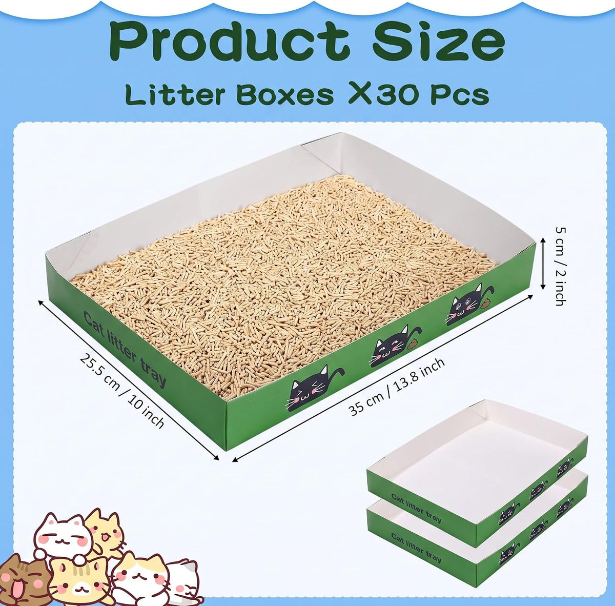 Amyhill 30 Pack Disposable Cat Litter Box Paper Pet Trays - Green - image 2