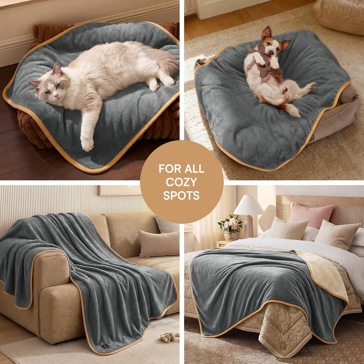 Luciphia Waterproof Pet Blanket - XS (35" x25") / Grey+white - image 2