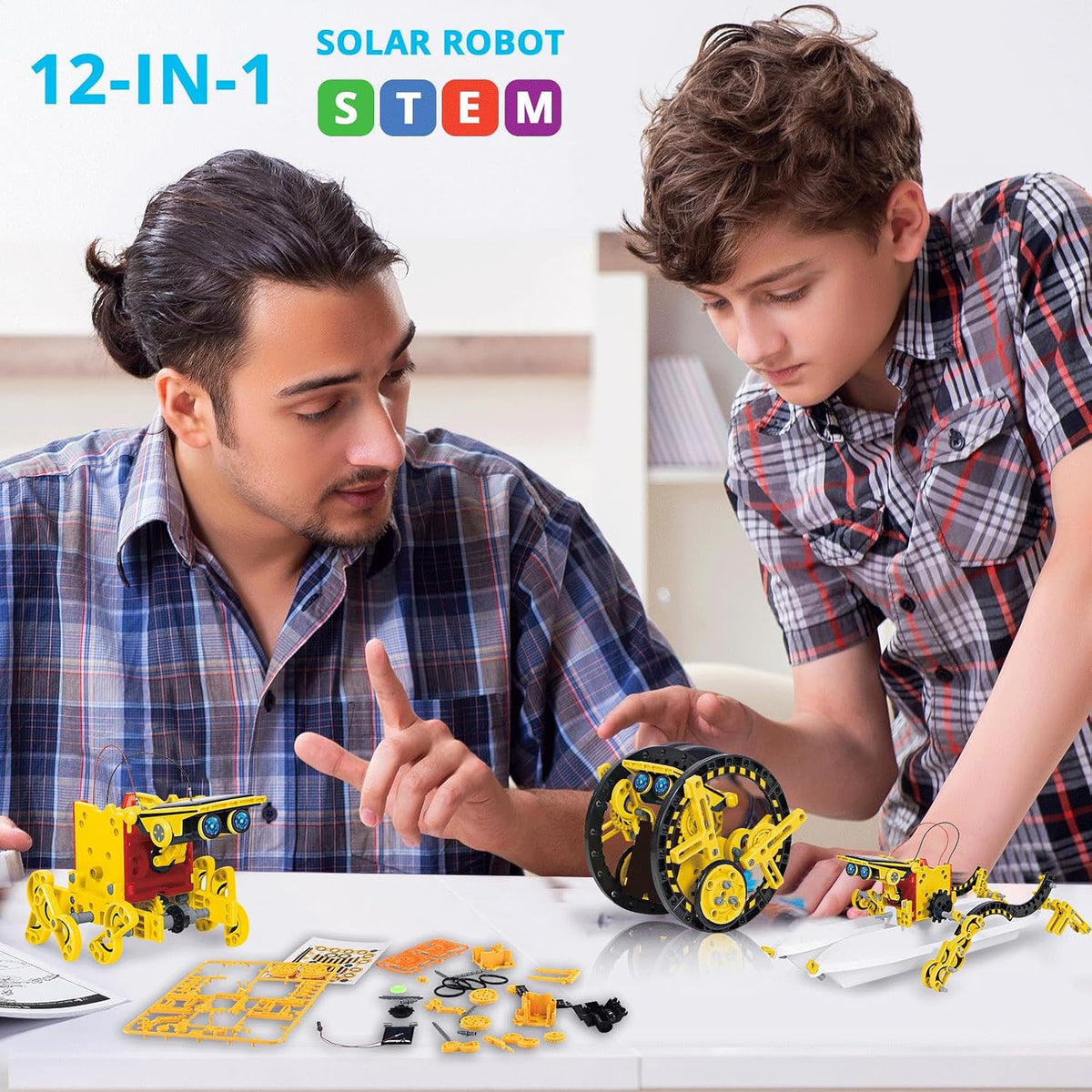 Solar Robot Building Kit, 12-in-1 STEM Robotic Toys for Kids Age 8-12 – Fun for Kids & Family - Yellow - image 3