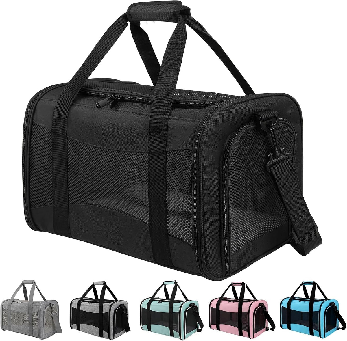 Cat Dog Carriers Soft-Sided - 17.0"L x 11.0"W x 11.0"H / black