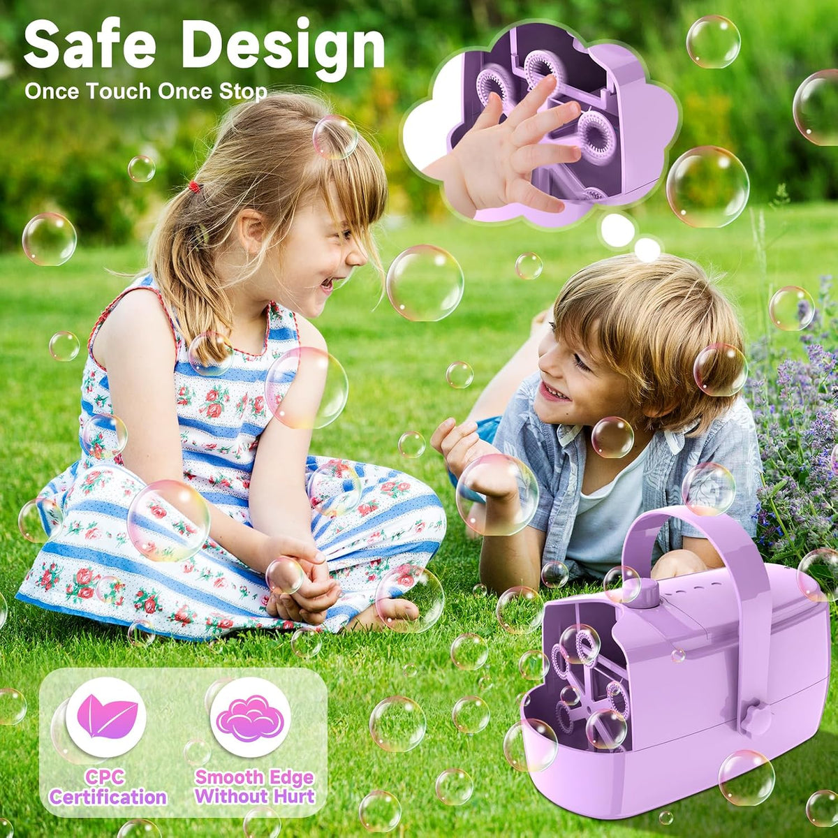 Zerhunt Durable Bubble Machine for Party: 3 Power Modes for Non-Stop - Purple - image 4