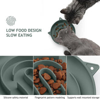 Coomazy Slow Feeder Cat Bowl Silicone Pet Puzzle Feeder for Slow - Green / 1 Cup - image 2