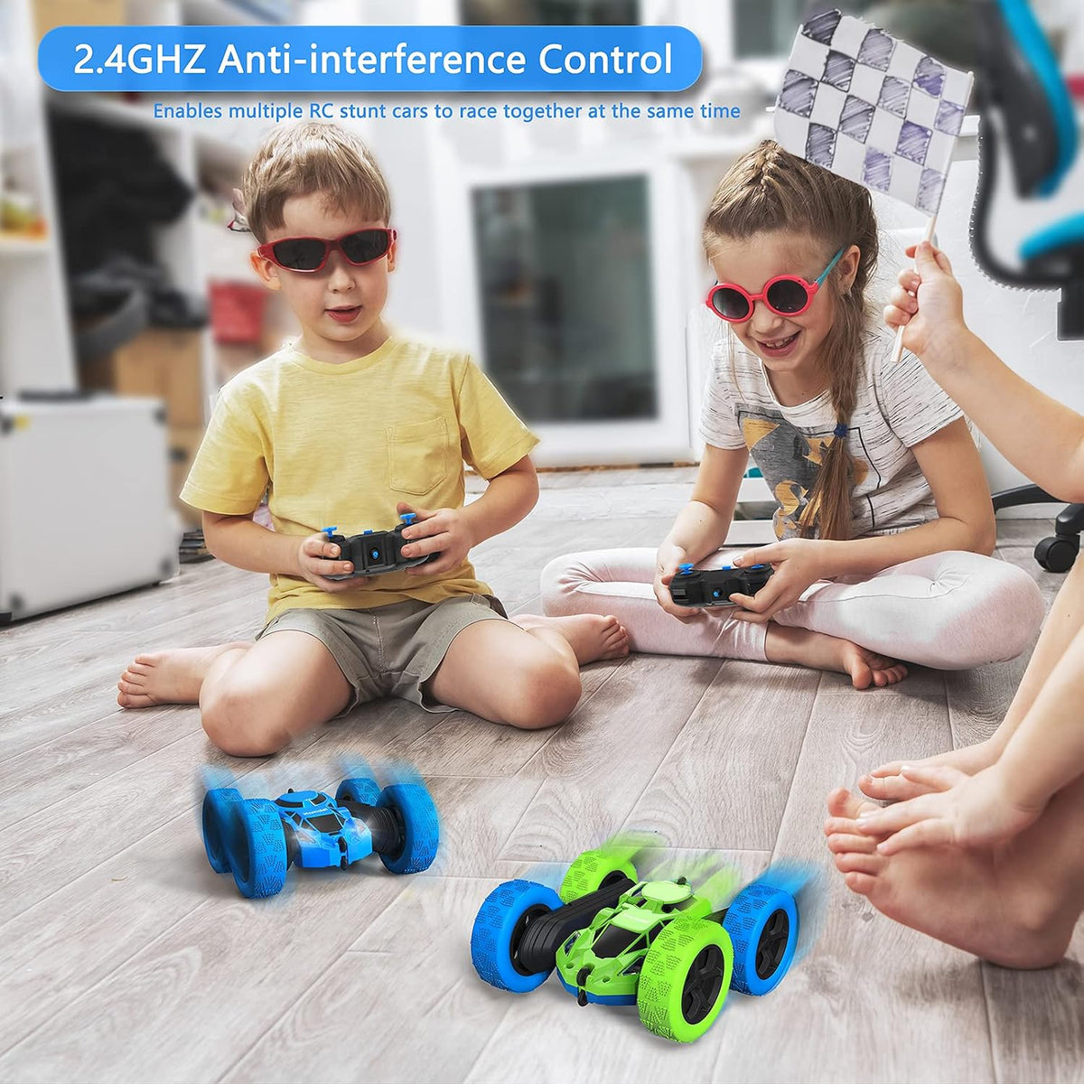 Hamdol Remote Control Car for Kids - Blue&green / Standard (Headlights) - image 2