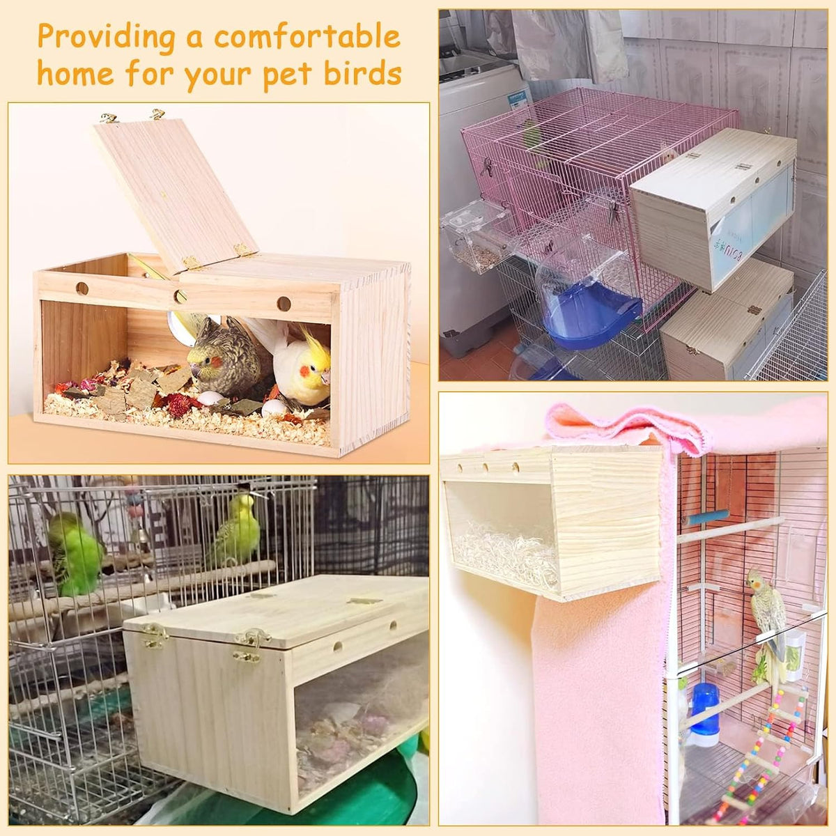 Acrylic Parakeet Nesting Box Transparent Panoramic Bird Nest for Cage – Essentials for Birds - L: 11.8 x 5.7 x 5.9 inch - image 3