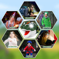 DX DA XIN Dinosaur Headlamp T-Rex LED Headlamps for Kids Flashlights - Green - image 4