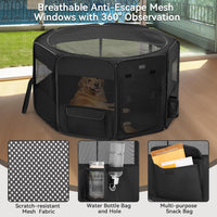 PETSFIT Portable Dog Playpen 36", Removable Waterproof Mat - Black / Large (45.5"x45.5"x28.5") - image 4