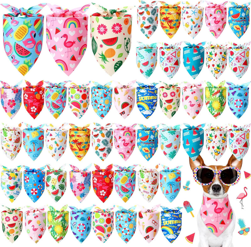 Preboun 50 Pcs Halloween Dog Bandanas Bulk - Summer / 25.6 x17.7 x 17.7 Inch