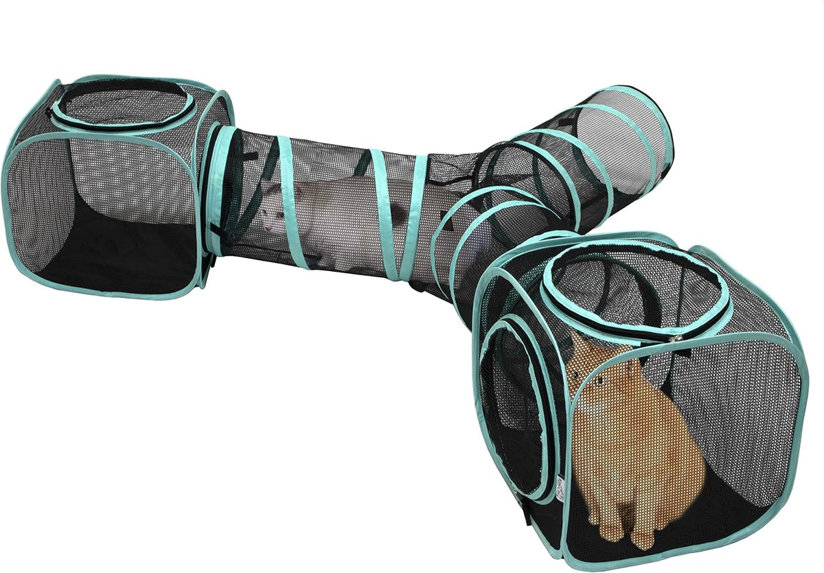Kitty City Outdoor Catio Furniture & Play Kits for Cats - 3-Way Tunnel/Tent Combo