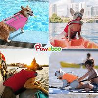 Pawaboo Dog Life Jacket, Reflective Dog Safety Vest Adjustable Pet Life Preserver with Strong Buoyancy & Sturdy Rescue Handle, Ripstop Dog Lifesaver Vests for Swimming, Boating, L, Orange