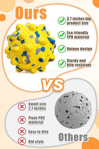 Dog Tennis Balls for Aggressive Chewers, Indestructible Durable Bouncy Interactive Toy for Dogs Fetch Game Lightweight Floating Outdoor Training(2 Yellow Point+ 2 Blue Circle Large)
