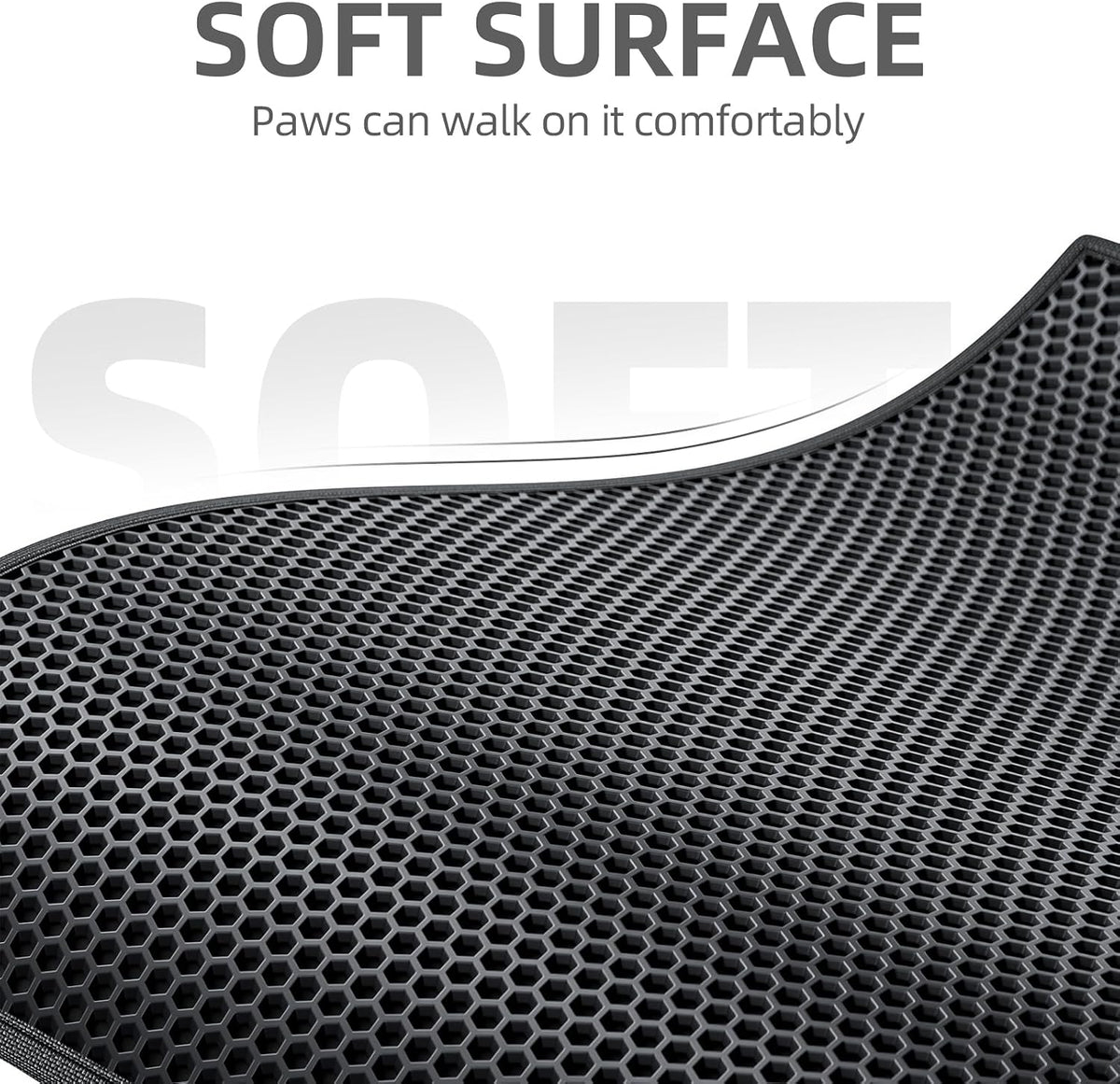 ESTHELLO Cat Litter Mat Honeycomb Double Layer Design 24’’ x 15’’ Gray – Daily Care for Cats - Black / 36x30 Inch - image 3